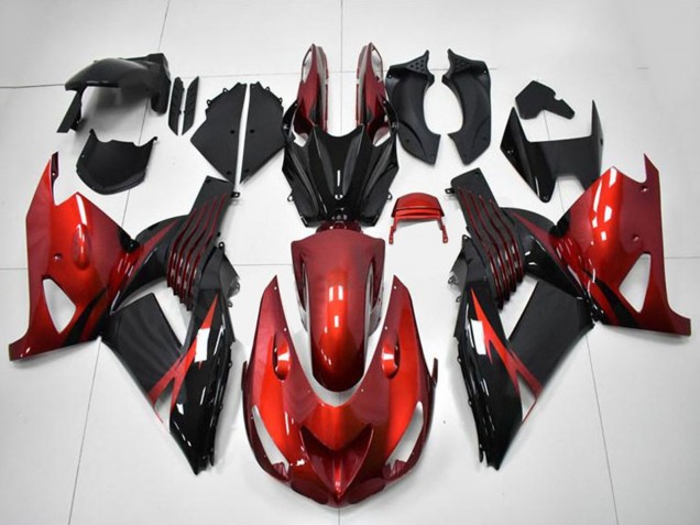 2006-2011 Red Black Kawasaki ZX14R ZZR1400 Motorcycle Fairings UK Stores