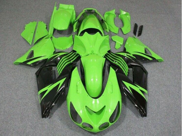 2006-2011 Green Glossy Black Kawasaki ZX14R ZZR1400 Motorcycle Fairing UK Stores