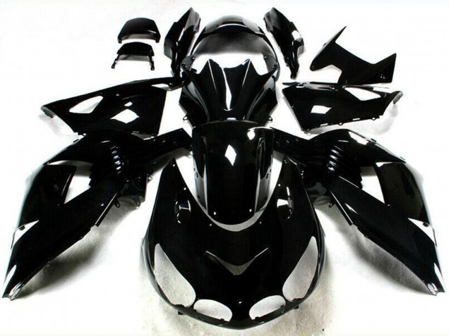 2006-2011 Glossy Black Kawasaki ZX14R ZZR1400 Motorcycle Fairings UK Stores