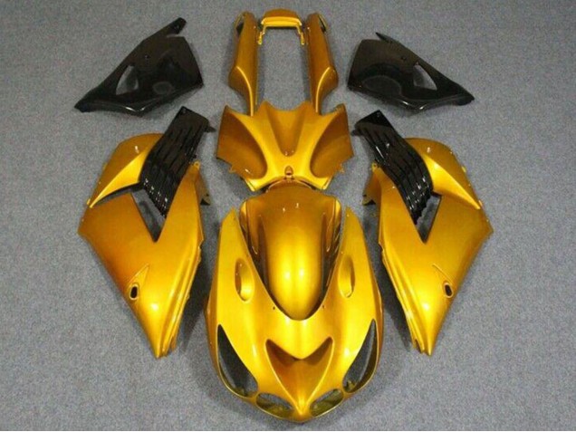 2006-2011 Gold Glossy Black Kawasaki ZX14R ZZR1400 Motorcycle Fairings UK Stores