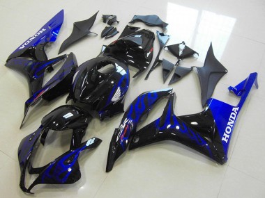 2007-2008 Glossy Black Blue Flame Honda CBR600RR Motorcycle Fairings UK Stores