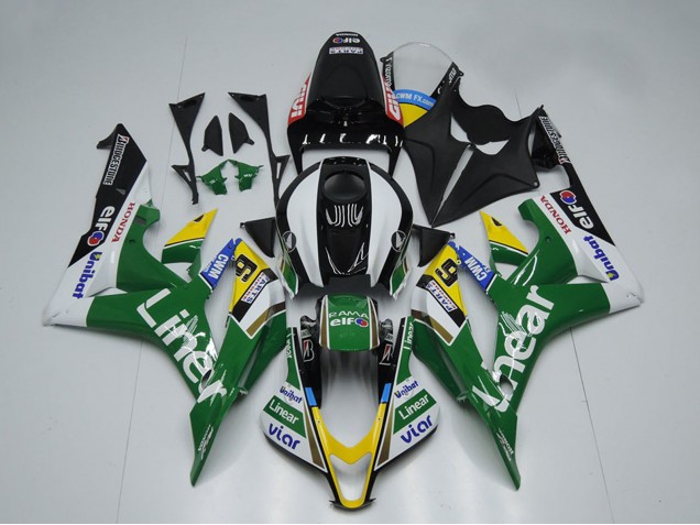 2007-2008 Green White Glossy Black Liner Honda CBR600RR Motorcycle Fairings UK Stores