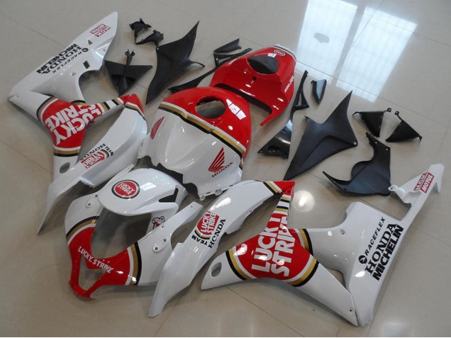 2007-2008 White Red Lucky Strike Honda CBR600RR Motorcycle Fairings UK Stores