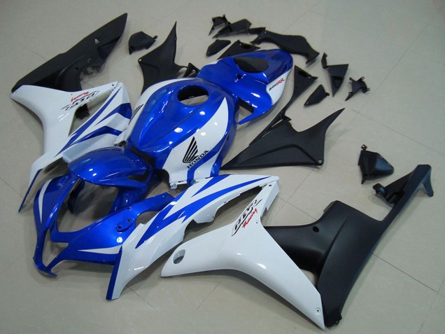 2007-2008 White Blue Matte Black Honda CBR600RR Motorcycle Fairings UK Stores