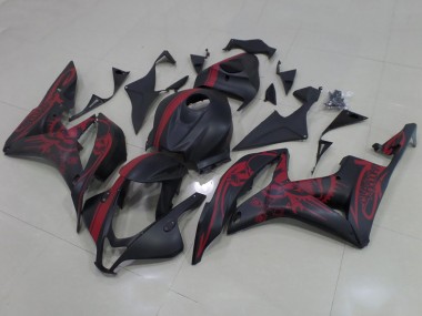 2007-2008 Matte Black Red Skull with Stripe Honda CBR600RR Motorcycle Fairings UK Stores