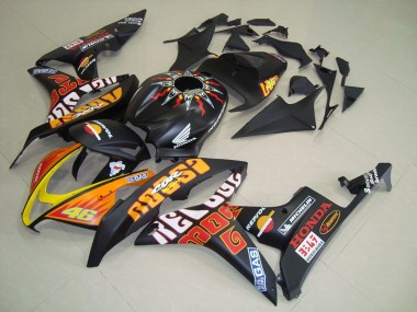 2007-2008 Matte Black Orange Yellow Rossi 46 Honda CBR600RR Motorcycle Fairings UK Stores