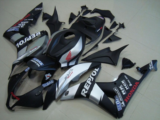 2007-2008 Matte Black Silver Repsol Honda CBR600RR Motorcycle Fairings UK Stores