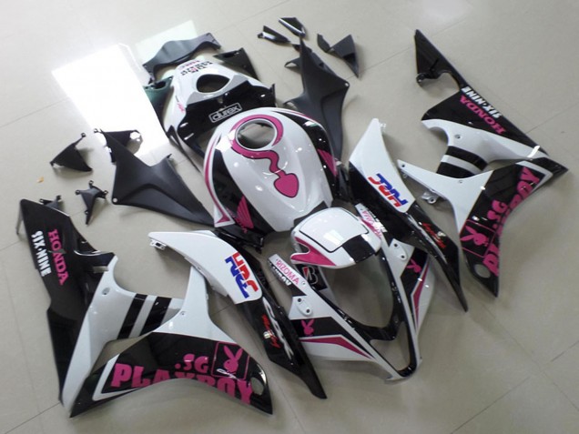 2007-2008 White Pink Matte Black HRC Playboy with Durex Honda CBR600RR Motorcycle Fairings UK Stores