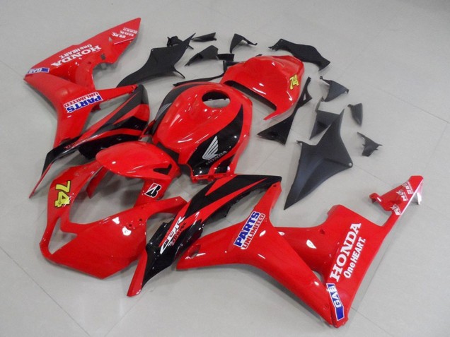 2007-2008 Red Glossy Black Racing Unlimited Parts 74 Honda CBR600RR Motorcycle Fairings UK Stores