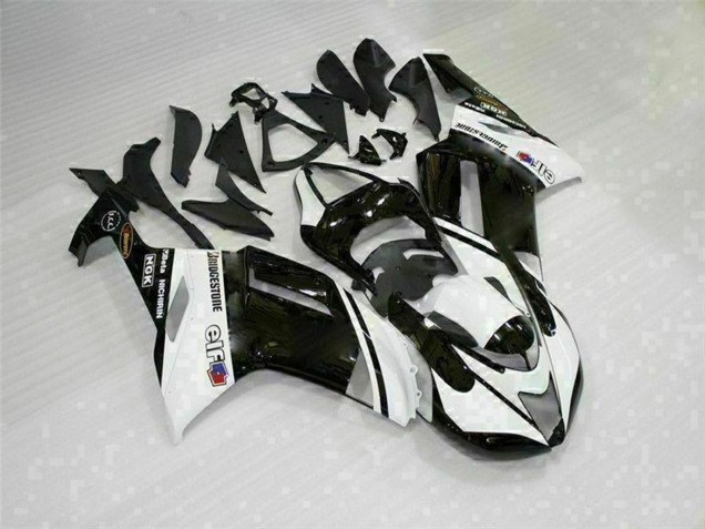 2007-2008 Black White Kawasaki ZX6R Motorcycle Fairings UK Stores