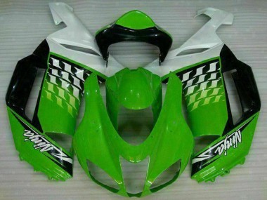 2007-2008 Green White Ninja Kawasaki ZX6R Motorcycle Fairings UK Stores