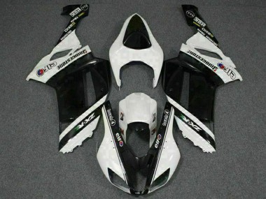 2007-2008 Black White Elf Kawasaki ZX6R Motorcycle Fairings UK Stores