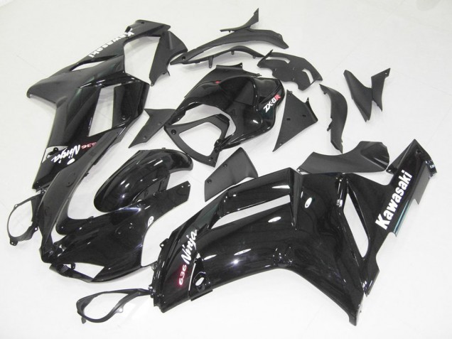 2007-2008 Glossy Black Kawasaki ZX6R Motorcycle Fairings UK Stores