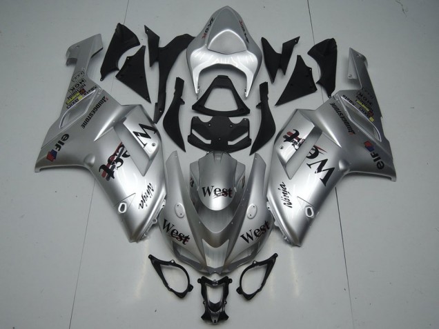2007-2008 Silver West Kawasaki ZX6R Motorcycle Fairings UK Stores