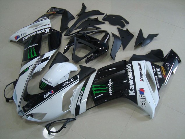 2007-2008 White Monster Kawasaki ZX6R Motorcycle Fairings UK Stores
