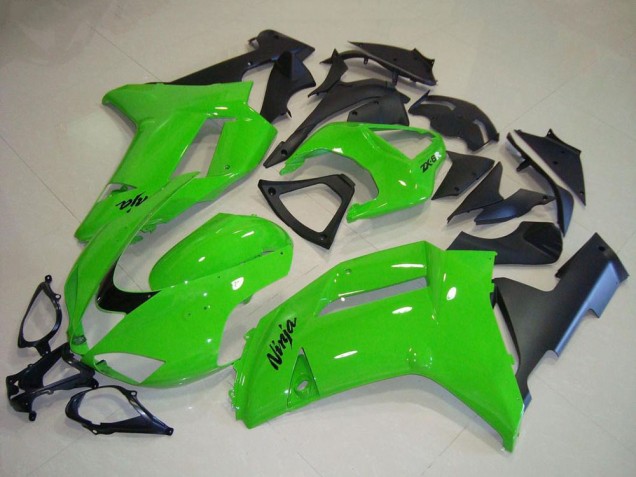 2007-2008 Green Matte Black Kawasaki ZX6R Motorcycle Fairings UK Stores