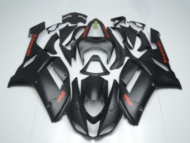 2007-2008 Matte Black with Red Sticker Kawasaki ZX6R Motorcycle Fairings UK Stores