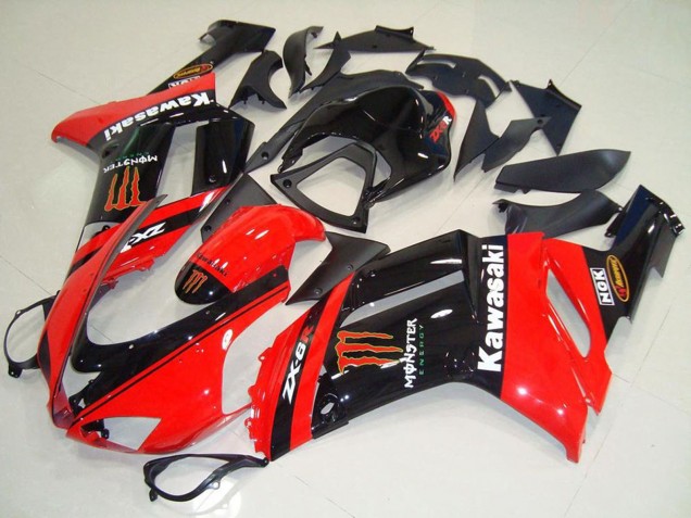 2007-2008 Monster In Red Kawasaki ZX6R Motorcycle Fairings UK Stores