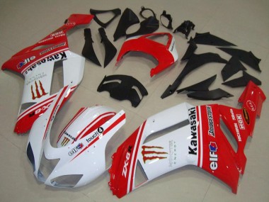 2007-2008 Red and White Kawasaki ZX6R Motorcycle Fairings UK Stores