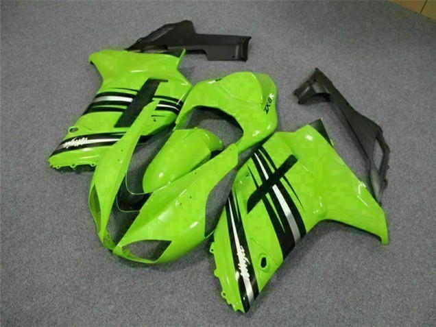 2007-2008 Green Black Kawasaki ZX6R Motorcycle Fairing Kits UK Stores