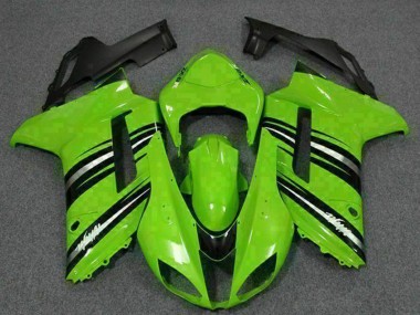 2007-2008 Green Black Kawasaki ZX6R Motorcycle Fairing Kits UK Stores