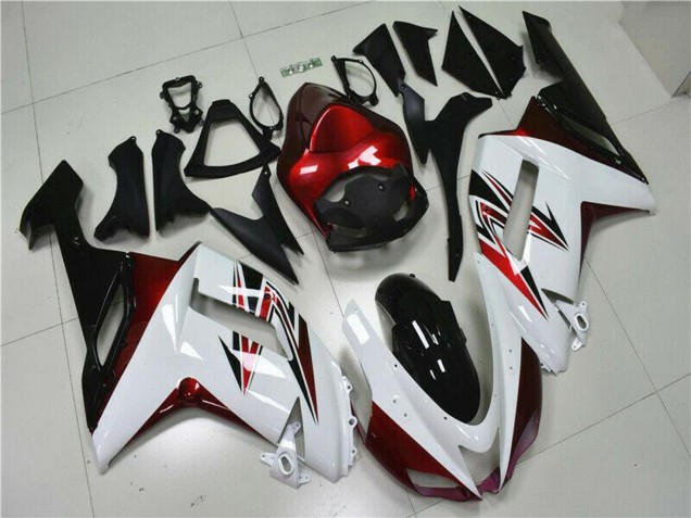 2007-2008 White Black Red Kawasaki ZX6R Motorcycle Fairings UK Stores