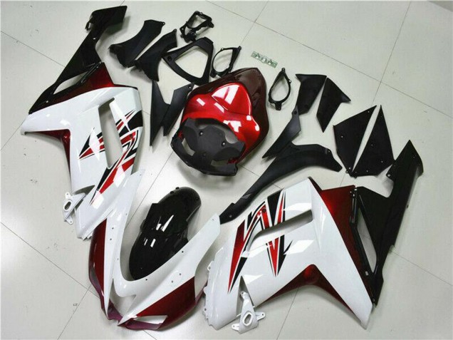 2007-2008 White Black Red Kawasaki ZX6R Motorcycle Fairings UK Stores