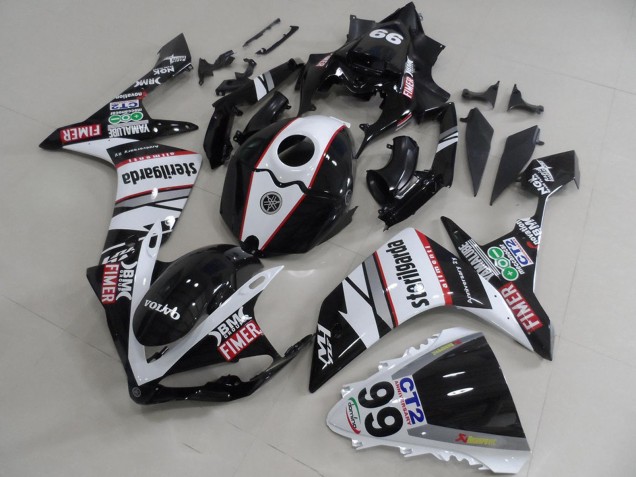 2007-2008 White Black Red Volvo Fimer Sterilgarda Yamaha YZF R1 Motorcycle Fairings UK Stores