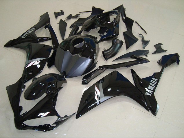 2007-2008 Glossy Black Matte Black White Decal Yamaha YZF R1 Motorcycle Fairings UK Stores