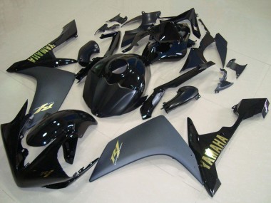 2007-2008 Glossy Black Matte Black Gold Yamaha YZF R1 Motorcycle Fairings UK Stores