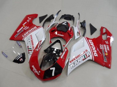 2007-2014 White Red Glossy Black Banner 7 Ducati 848 1098 1198 Motorcycle Fairings UK Stores