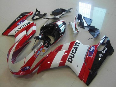 2007-2014 White Red Black Generali Tim Ducati 848 1098 1198 Motorcycle Fairings UK Stores