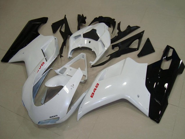2007-2014 White Glossy Black Ducati 848 Motorcycle Fairings UK Stores