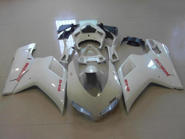 2007-2014 Glossy White Red Decals Ducati 848 Motorcycle Fairings UK Stores
