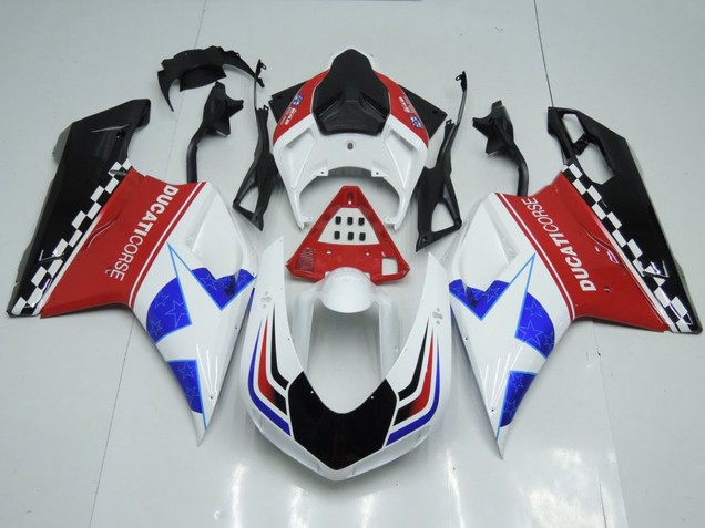2007-2014 White Red Blue Glossy Black Corse Ducati 848 1098 1198 Motorcycle Fairings UK Stores