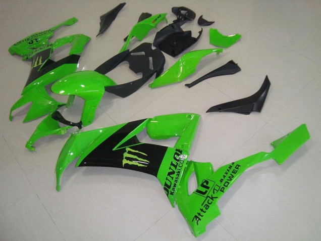 2008-2010 Green Black Monster Dunlop Kawasaki ZX10R Motorcycle Fairings UK Stores