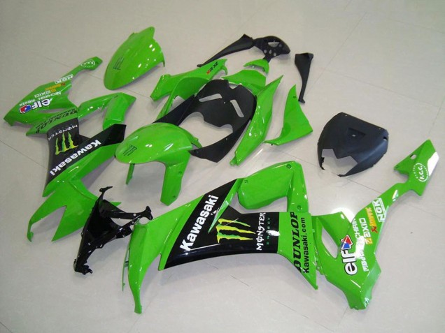 2008-2010 Green Glossy Black Yellow Monster Kawasaki ZX10R Motorcycle Fairings UK Stores