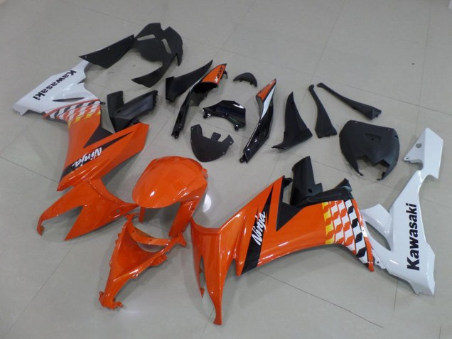 2008-2010 White Orange Black Kawasaki ZX10R Motorcycle Fairings UK Stores