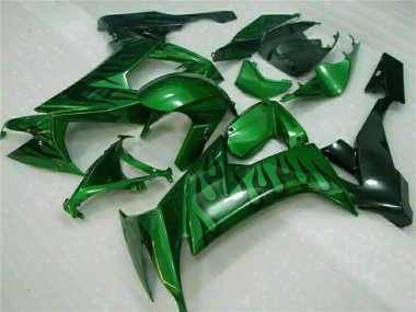 2008-2010 Glossy Black Green Flame Kawasaki ZX10R Motorcycle Fairings UK Stores