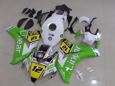 2008-2011 White Green Yellow Glossy Black Linear 12 Honda CBR1000RR Motorcycle Fairings UK Stores