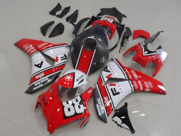 2008-2011 White Red Matte Black Dunlop Fiamm 88 Honda CBR1000RR Motorcycle Fairings UK Stores