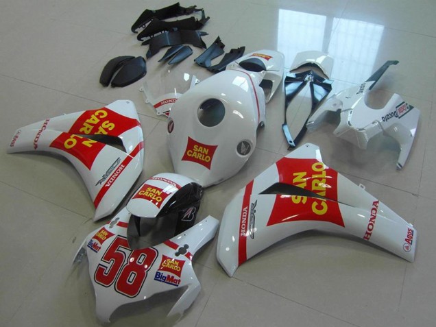 2008-2011 White Red Yellow San Carlo 58 Honda CBR1000RR Motorcycle Fairings UK Stores