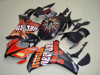 2008-2011 Matte Black Orange Rossi Repsol 46 Honda CBR1000RR Motorcycle Fairings UK Stores