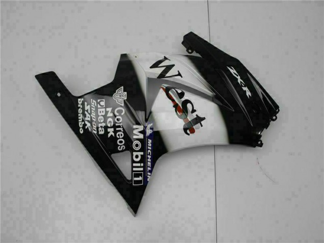 2008-2012 Glossy Black White West Kawasaki EX250 Motorcycle Fairings UK Stores