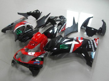 2008-2012 Glossy Black Red White Green Monster Motul Kawasaki ZX250R Motorcycle Fairings UK Stores
