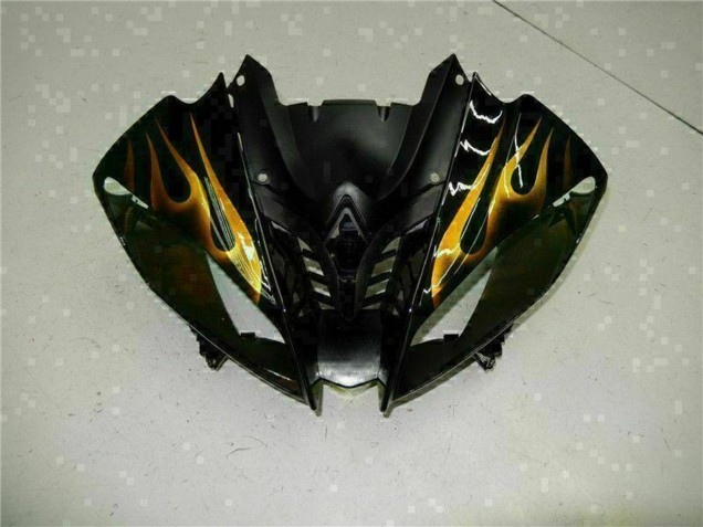 2008-2016 Glossy Black Gold Flame Yamaha YZF R6 Motorcycle Fairings UK Stores