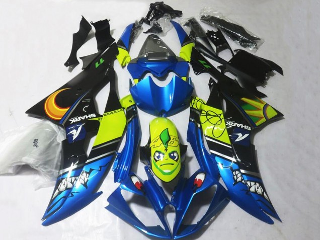 2008-2016 Blue Yellow Black Shark Yamaha YZF R6 Motorcycle Fairings UK Stores
