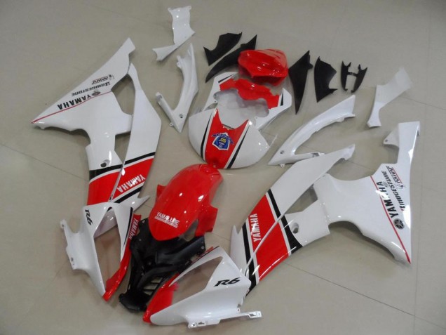 2008-2016 White Red Black Stripe OEM Style Yamaha YZF R6 Motorcycle Fairings UK Stores