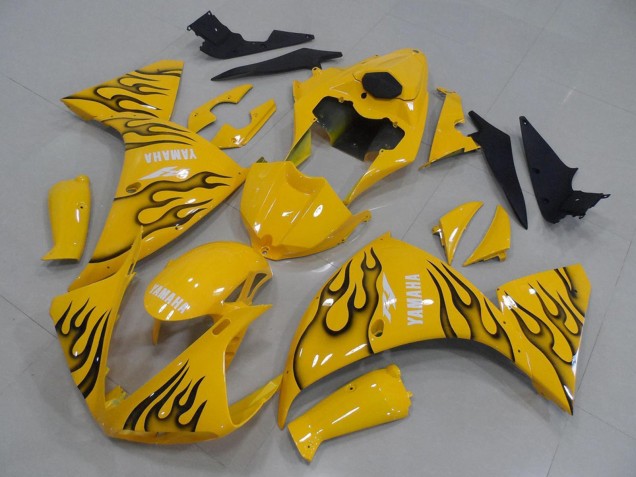 2009-2011 Yellow Black Flame Yamaha YZF R1 Motorcycle Fairings UK Stores