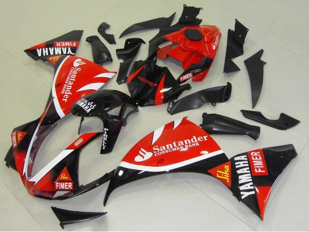 2009-2011 Red Black White Santander Fimer Yamaha YZF R1 Motorcycle Fairings UK Stores